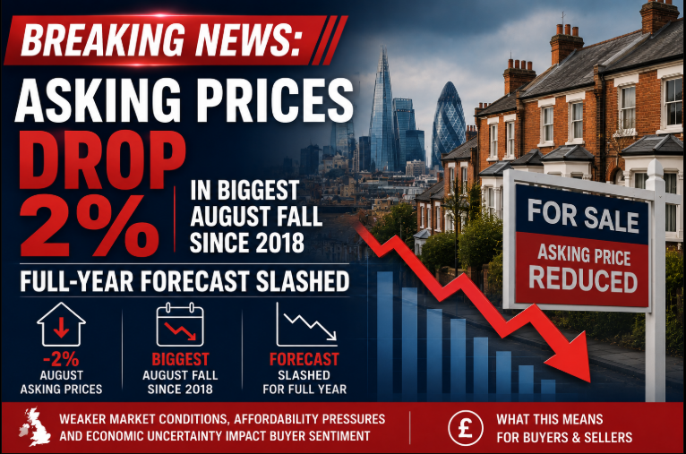 Asking Prices Drop 2% in Biggest August Fall Since 2018 – Full-Year Forecast Slashed
